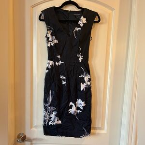 French Connection Black and White Floral Midi Dress